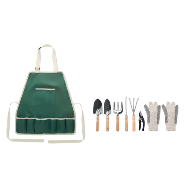 Garden tools in apron Greenhands