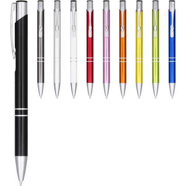 Moneta anodized aluminium click ballpoint pen (black ink) - White