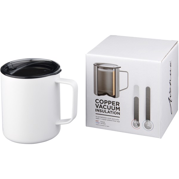 Taza de 420 ml con aislamiento de cobre al vacío "Rover" - Blanco