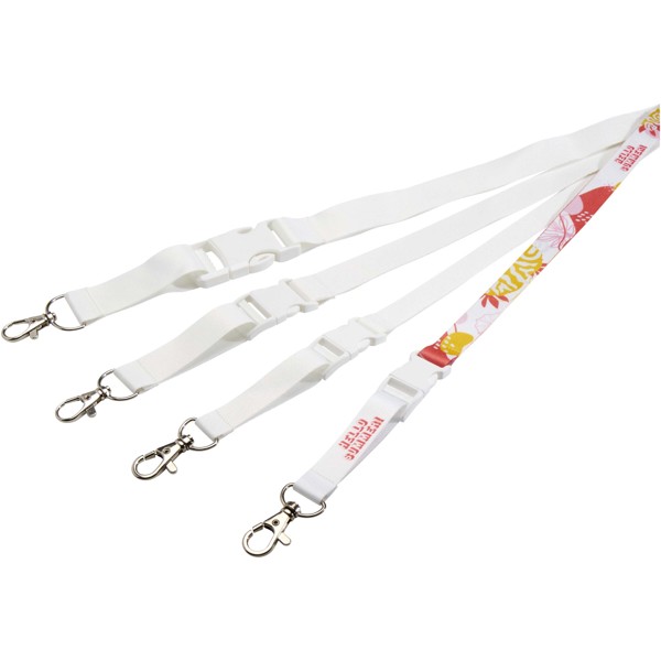 Balta sublimation lanyard with safety breakaway and buckle - White / White / 25mm