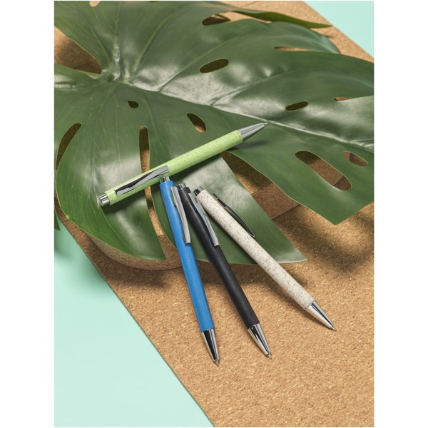 Tual wheat straw click action ballpoint pen - Solid black
