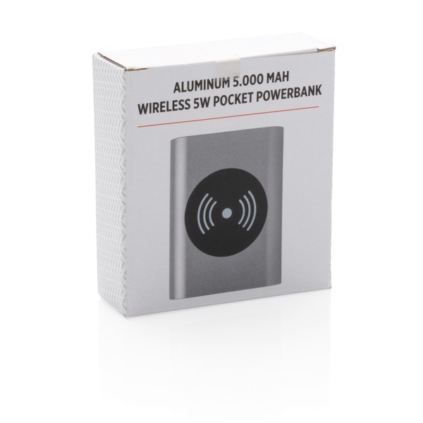 Aluminium 5.000 mAh Wireless 5W Pocket Powerbank