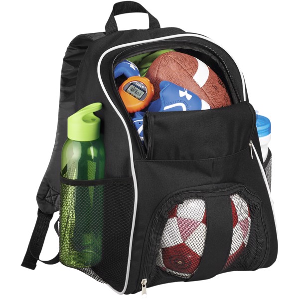 Goal backpack with mesh footbal compartment