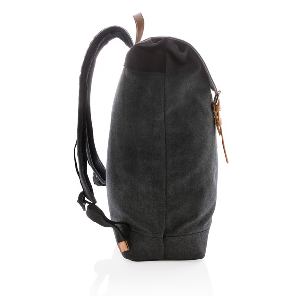 Canvas laptop backpack PVC free - Black