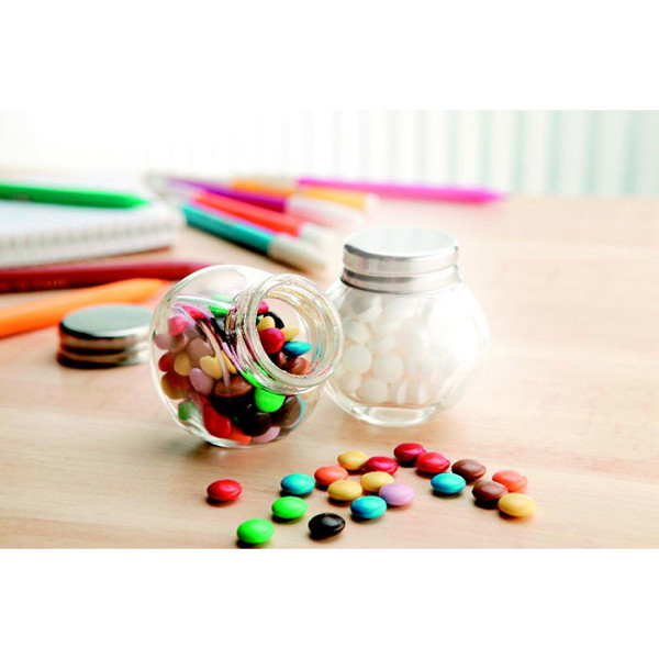 Chocolates in glass holder Chocky