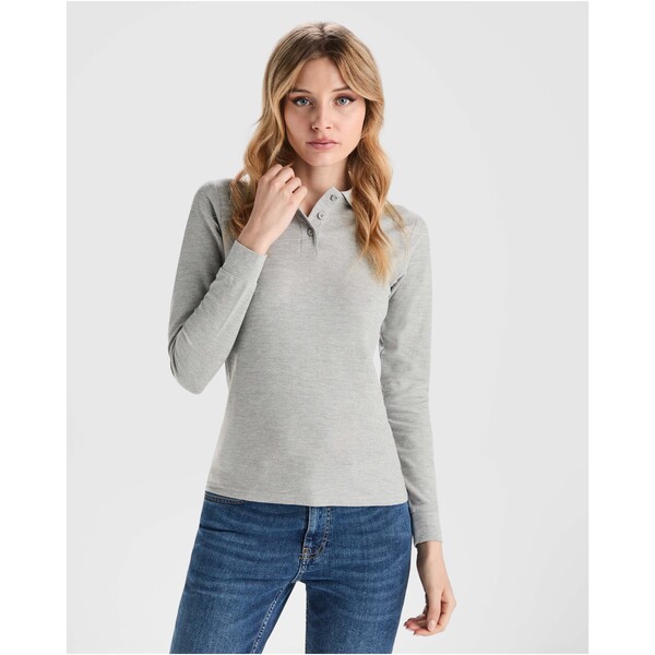Estrella long sleeve women's polo - White / S
