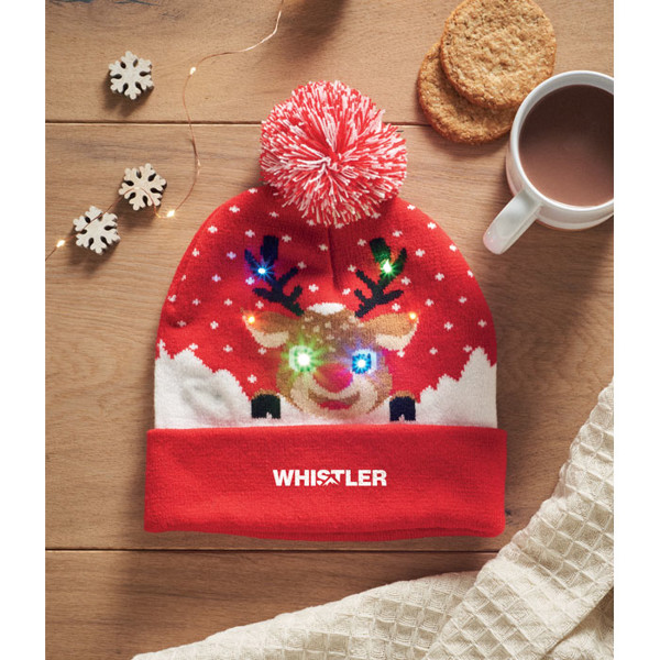 Christmas knitted beanie LED Shimas Light - Red