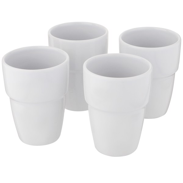 Staki 4-piece 280 ml stackable mug gift set - White