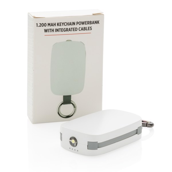 1.200 mAh Keychain Powerbank with integrated cables