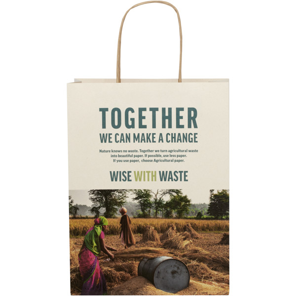 Agricultural waste 150 g/m2 paper bag with twisted handles - 24 x 9 x 32 cm