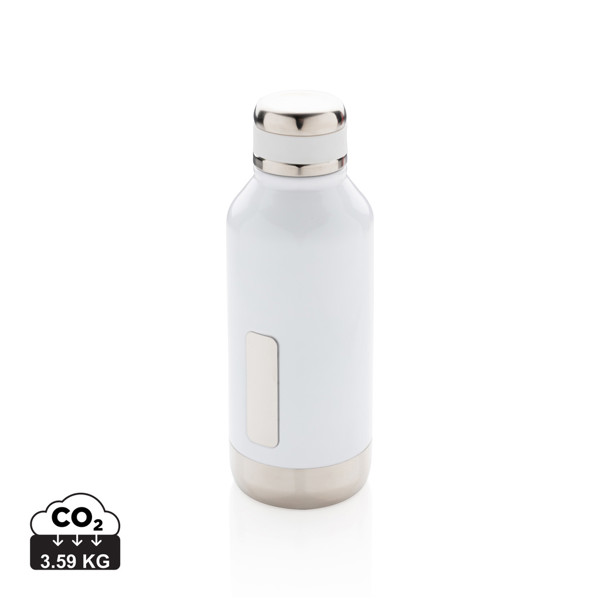 Leak proof vacuum bottle with logo plate - White