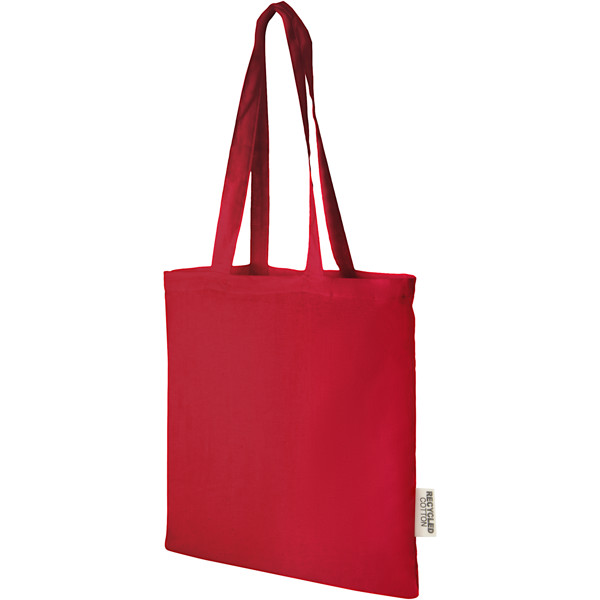 Madras 140 g/m2 GRS recycled cotton tote bag 7L - Red