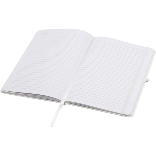 Teak A5 recycled hard cover notebook with lined pages - White
