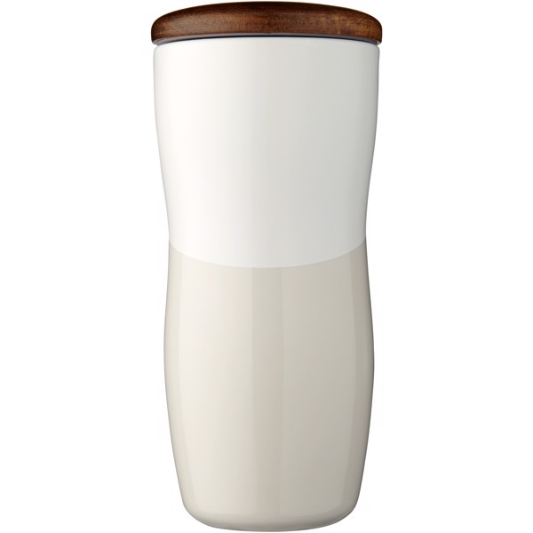 Vaso de cerámica de 370 ml de doble pared "Reno" - Blanco