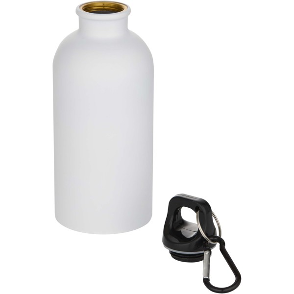 Oregon 400 ml matte RCS recycled single wall stainless steel water bottle with carabiner - White
