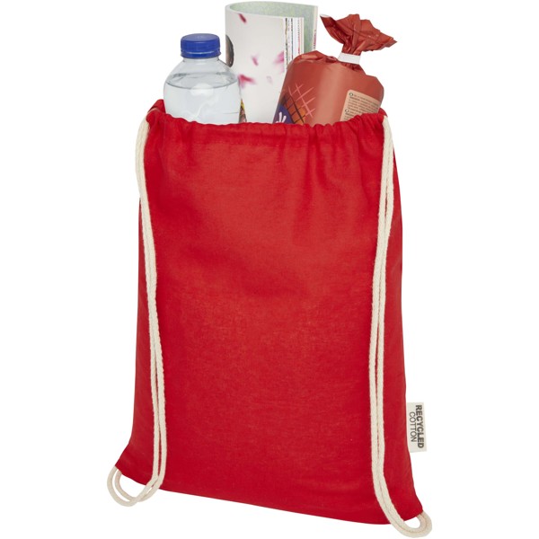 Oregon 140 g/m² GRS recycled cotton drawstring bag - Red