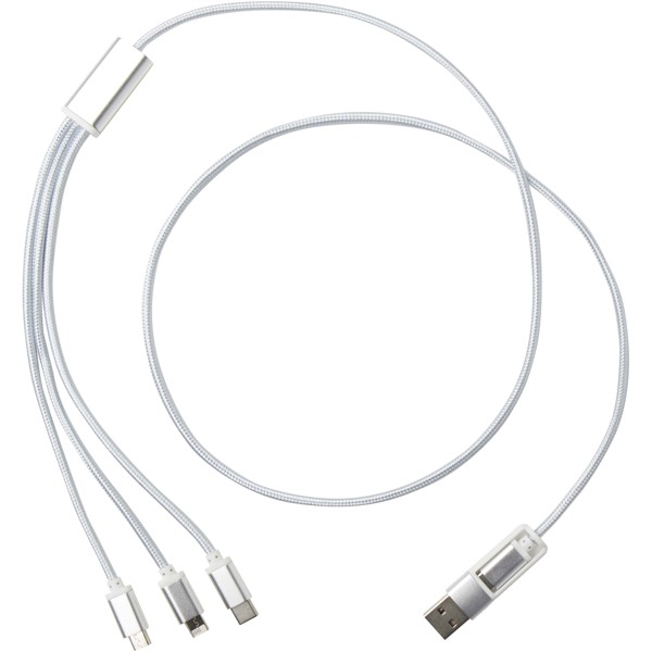 Versatile 5-1 recycled aluminium charging cable - Silver
