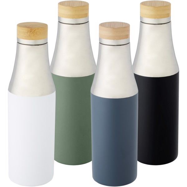 Hulan 540 ml copper vacuum insulated stainless steel bottle with bamboo lid - White