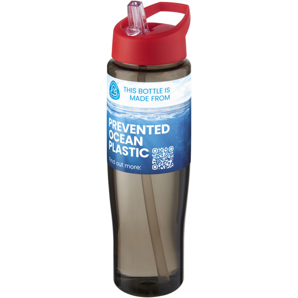 H2O Active® Eco Tempo 700 ml spout lid sport bottle - Red / Charcoal