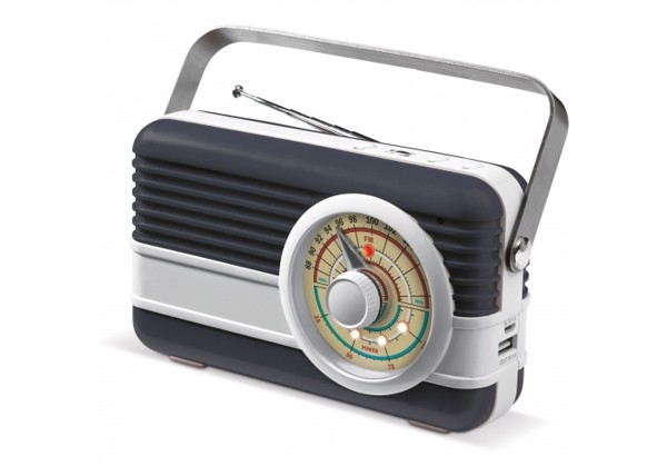 Retro powerbank 6000mAh & radio speaker 3W - Grey / White