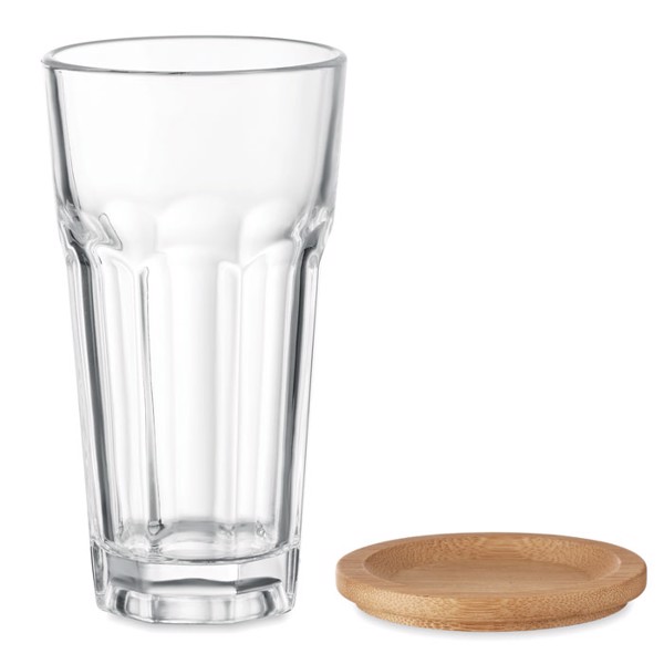 Glass with bamboo lid/coaster Sempre