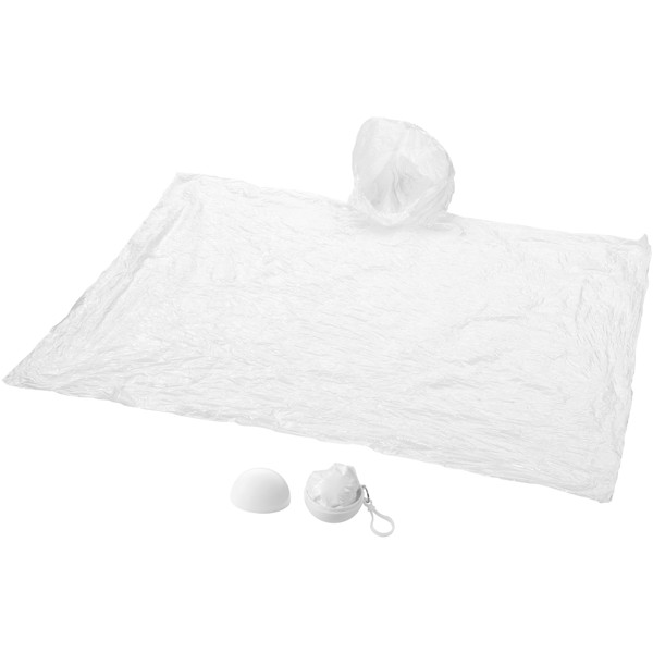Xina rain poncho in storage ball with keychain - White