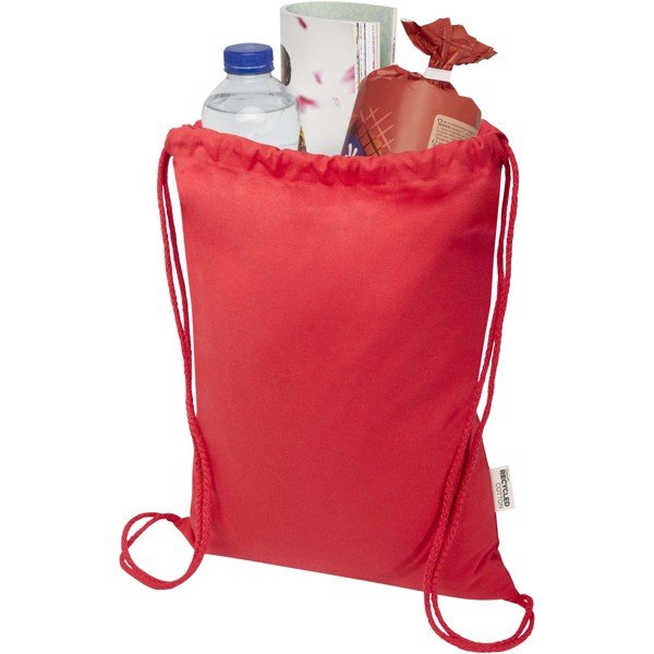 Peru Blend 180 g/m² GRS recycled drawstring bag 5L - Red