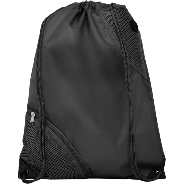 Oriole duo pocket drawstring backpack - Solid black