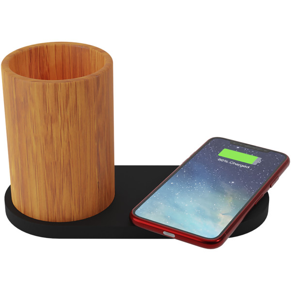 SCX.design W17 10W light-up logo wireless charging pad and bamboo pencil holder