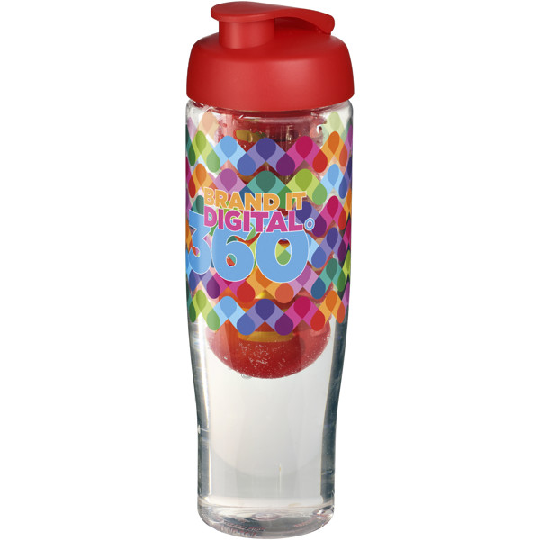 Sportovní láhev s infuzérema vyklápěcím víčkem H2O Tempo® 700 ml - Průhledná / Červená s efektem námrazy