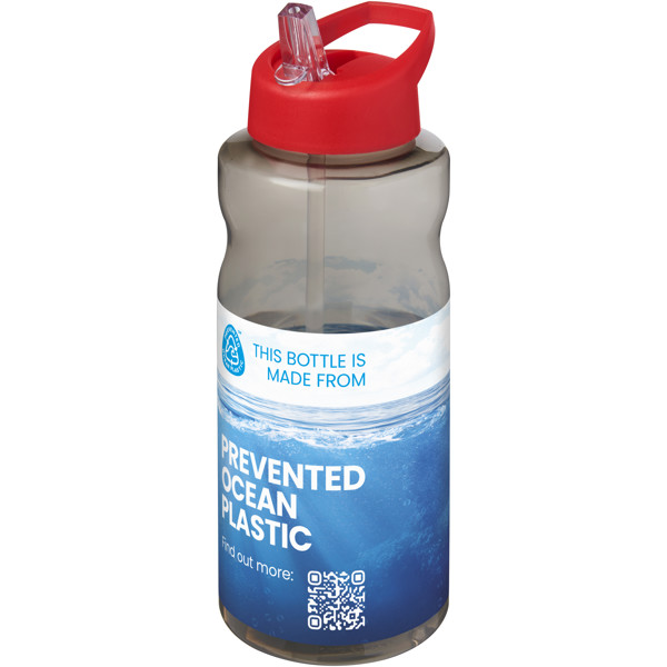 H2O Active® Eco Big Base 1 litre spout lid sport bottle - Charcoal / Red