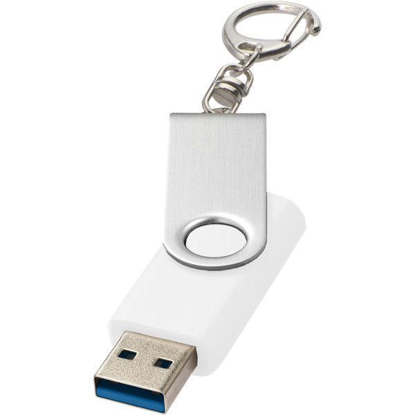 Rotate USB 3.0 with keychain - White / 128GB