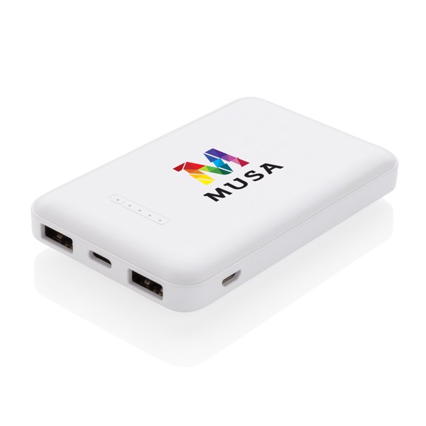 5.000 mAh wireless charging pocket powerbank - White