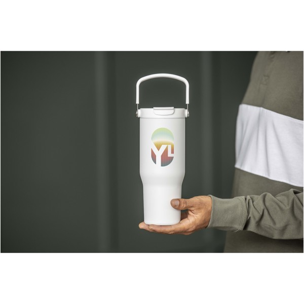 Bronx 900 ml RCS recycled stainless steel copper vacuum insulated tumbler with dual function lid - White