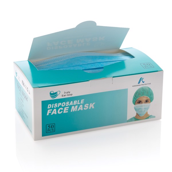 50 PCS. 3-ply disposable mask incl. customised sleeve