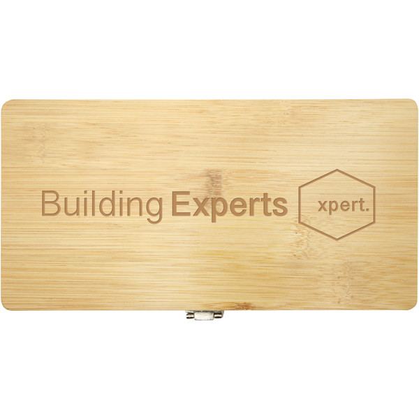 Rivet 19-piece bamboo/recycled plastic tool set