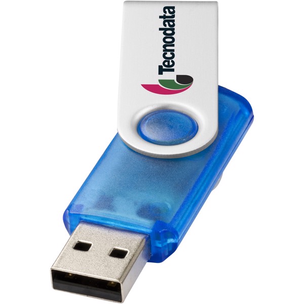 USB disk Rotate-translucent, 4 GB - Transparentní modrá / Stříbrný