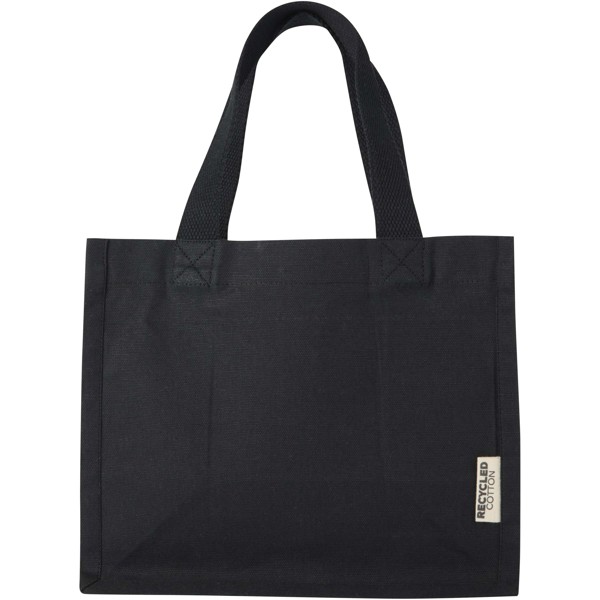 Odessa 220 g/m² GRS recycled cotton mini gusset tote bag 9L - Black