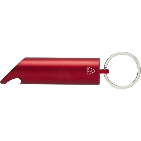 Flare RCS recycled aluminium IPX LED light and bottle opener with keychain - Red