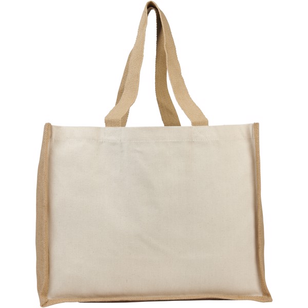 Varai 320 g/m² canvas and jute shopping tote bag 23L - Natural / Natural