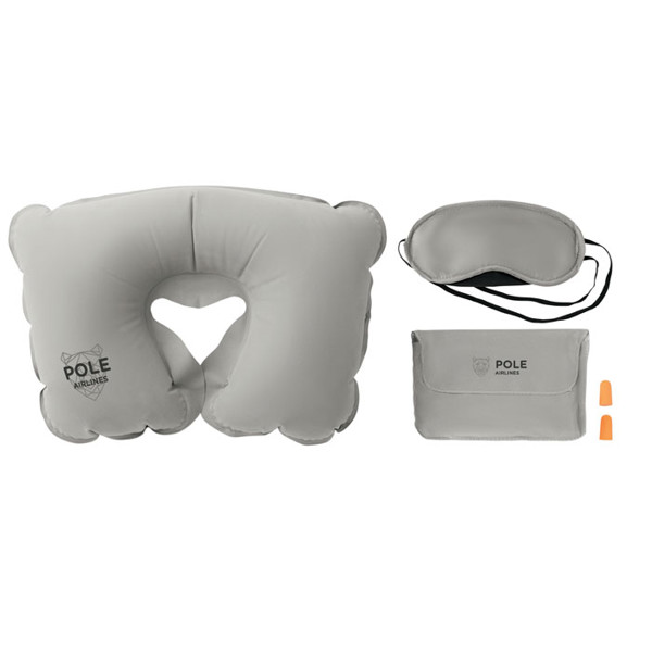 Set w/ pillow eye mask plugs Travelplus - Grey