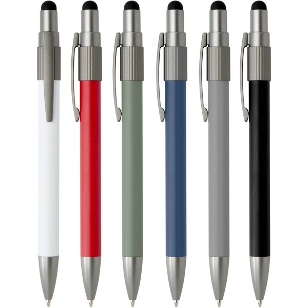 Rill RCS recycled ballpoint pen with stylus and fidget spinner (blue ink) - Red