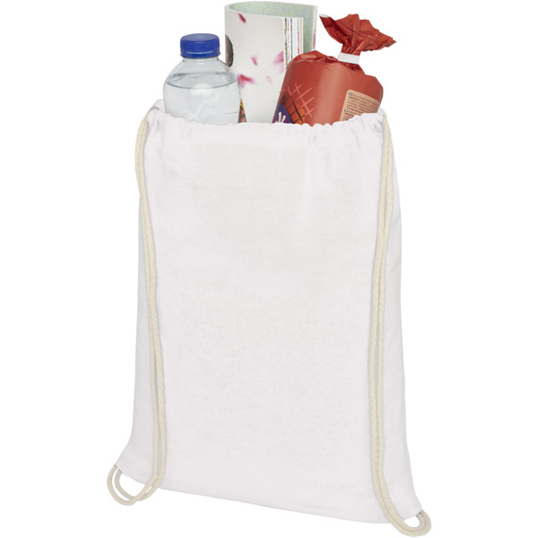 Oregon 100 g/m² cotton drawstring bag 5L - White