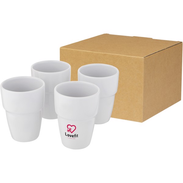 Staki 4-piece 280 ml stackable mug gift set - White