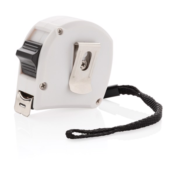 Bambusový svinovací metr - 5m/19mm - Bílá / Černá