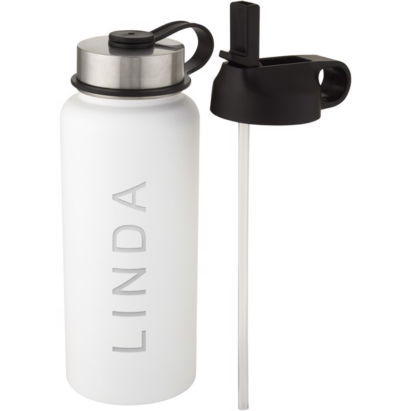 Supra 1 L copper vacuum insulated sport bottle with 2 lids - White