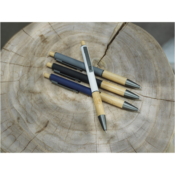 Darius recycled aluminium ballpoint pen (black ink) - White