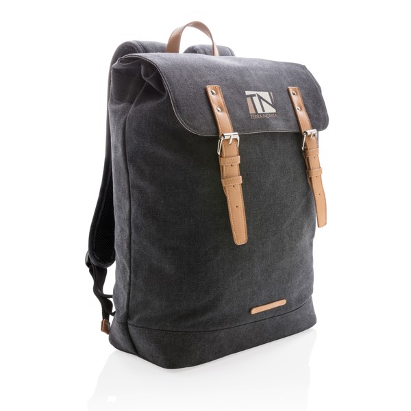 Canvas laptop backpack PVC free - Black