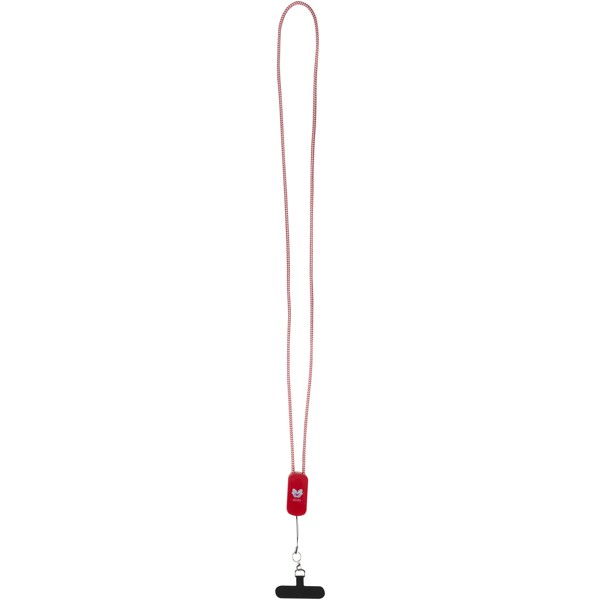 Anser recycled plastic smartphone lanyard with 27W 5-in-1 built-in cable - Red