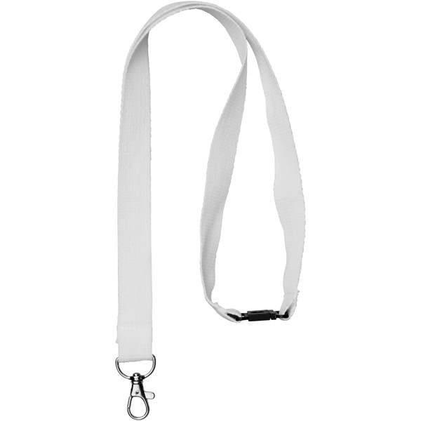 Dylan cotton lanyard with safety clip - White